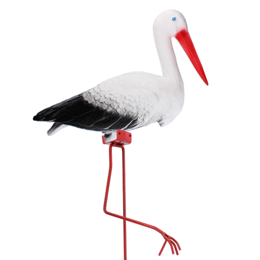 Velika plastična štorklja na žici – vrtna dekoracija