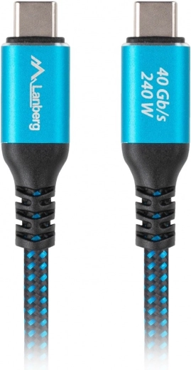 USB‑C kabel USB4 0,5 m, 240 W, 8K 60 Hz – črno‑moder