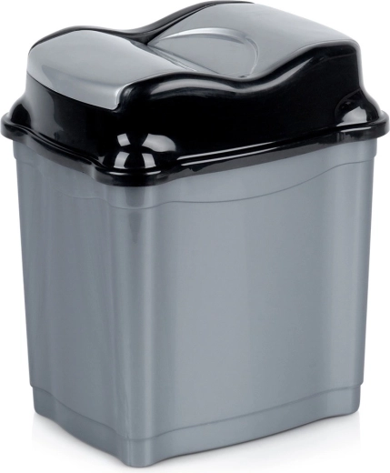 Plastični koš za smeti 5 l s preklopnim pokrovom, siv