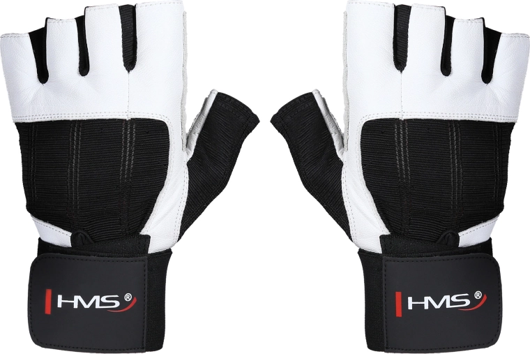 Fitness rokavice HMS s podporo za zapestje RST04 bele – XXL