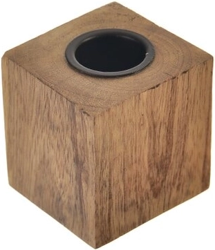 Svečnik iz mangovega lesa in kovine 5 × 5 × 5 cm