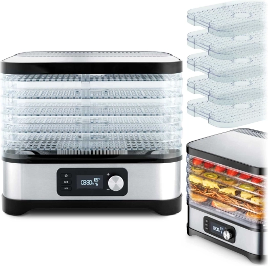 Sušilnik hrane Berdsen, srebrn, 10 l, 5 pladnjev, 35–70 °C