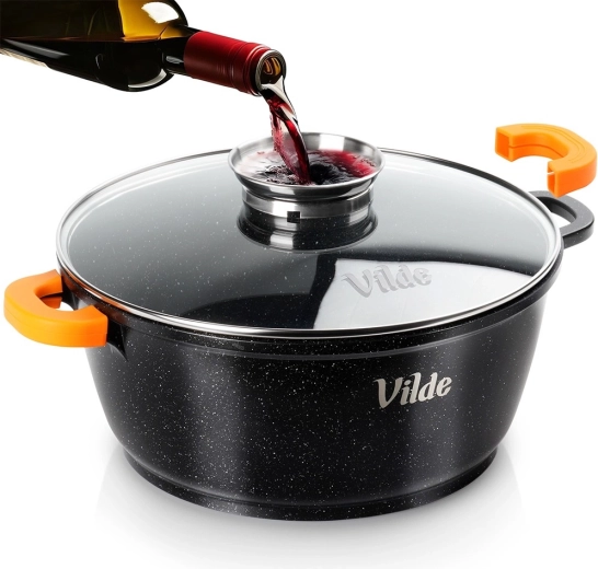 Granitni lonec s steklenim pokrovom TERRUNA AROMA 28 cm, 5,8 l