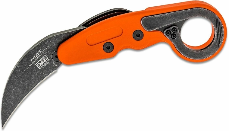 CRKT Provoke Orange zložljiv karambit nož 6,3 cm s stonewash rezilom in ročajem Grivory