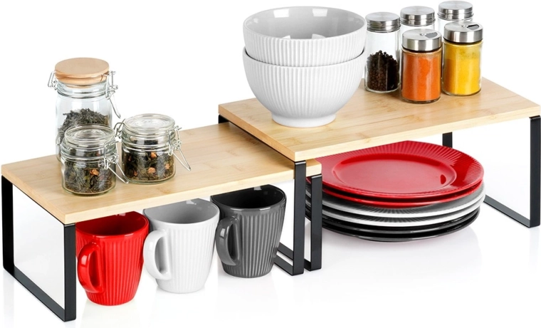 Set bambusovih kuhinjskih polic 2 kosa