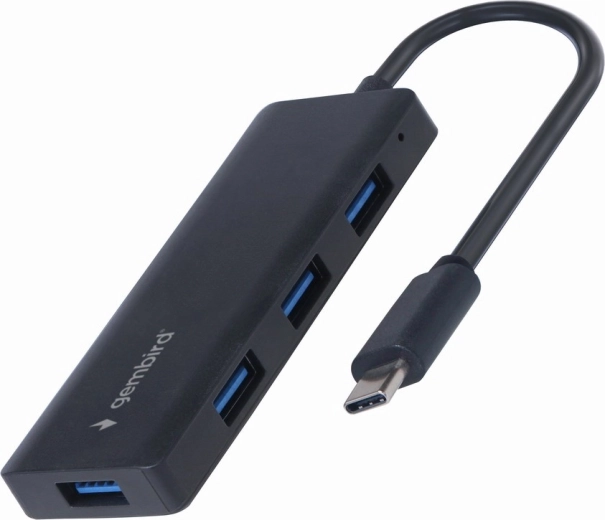Gembird USB‑C razdelilnik 4× USB‑A (USB 3.1 Gen 1), črn