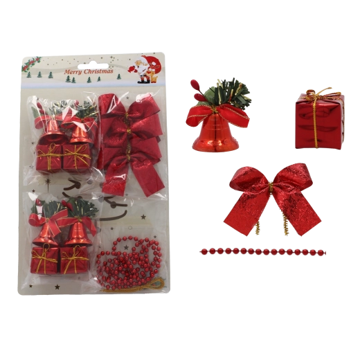 Set božičnih okraskov rdeča, 72 kosov