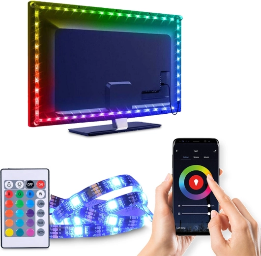 Solight pametni LED Wi‑Fi RGB trak za osvetlitev televizorja 4 × 50 cm USB