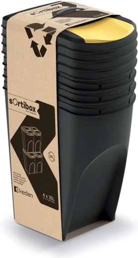 Set 4 košev za ločevanje odpadkov Sortibox 4×35 l – reciklirana črna