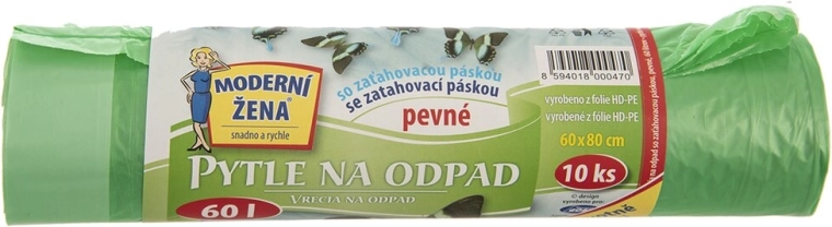 Vrečke za smeti z zateznim trakom 60 l, 10 kosov, mix