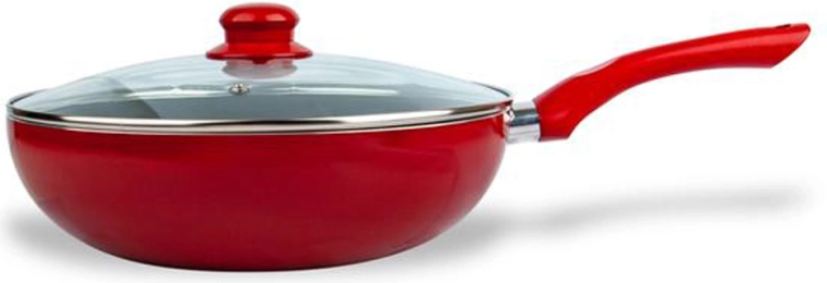 Wok ponev s pokrovom Kitchisimo Rosso 28 cm z nelepljivo površino