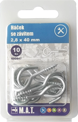 Kljuka z navojem 20 × 2,3 mm, pocinkana (10 kos)