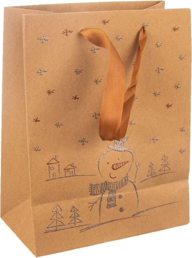 Gift paper bag with snowman motif 26 × 12.5 × 32 cm
