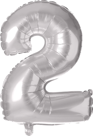 TORO Foil Balloon Number 2, 30 cm – Silver