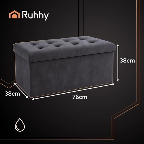 Foldable velvet storage ottoman RUHHY 76 × 38 × 38 cm