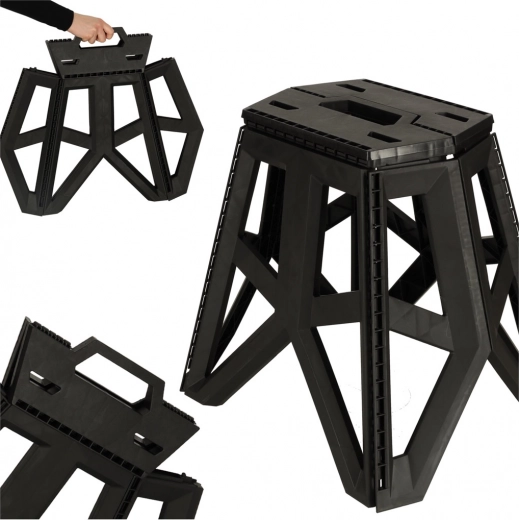 Zložljiv kamp stolček 40 cm črn
