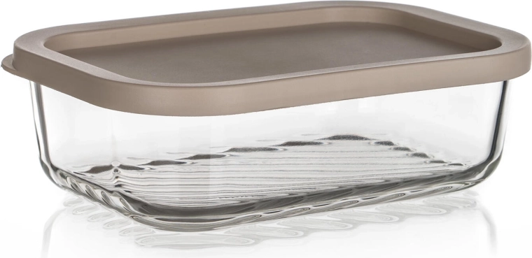 Steklena posoda WAVE 0,48 l z latte pokrovom, pravokotna