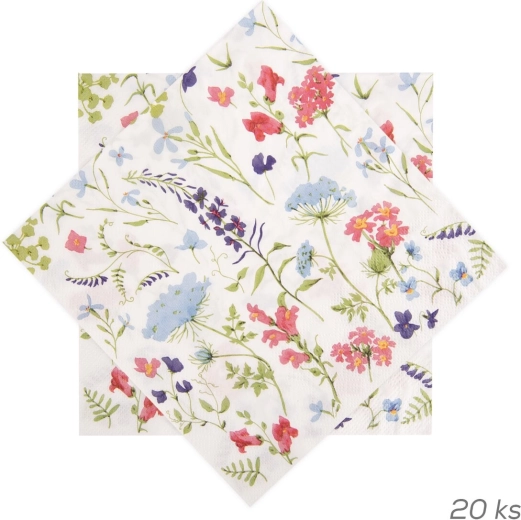 Papirnati servieti s cvetličnim motivom rožnati 33 × 33 cm 20 kosov