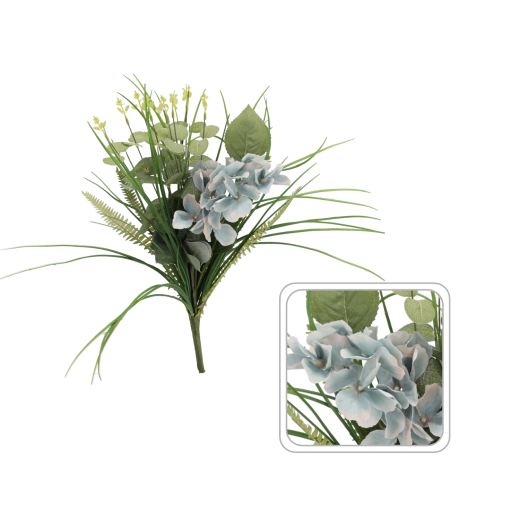 Umetni šopek z modrimi cvetovi 45 cm