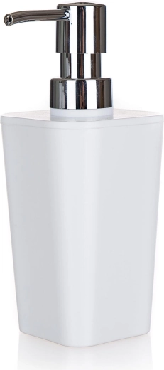 Bel plastičen dozirnik za milo 7,3 × 7,3 × 17 cm