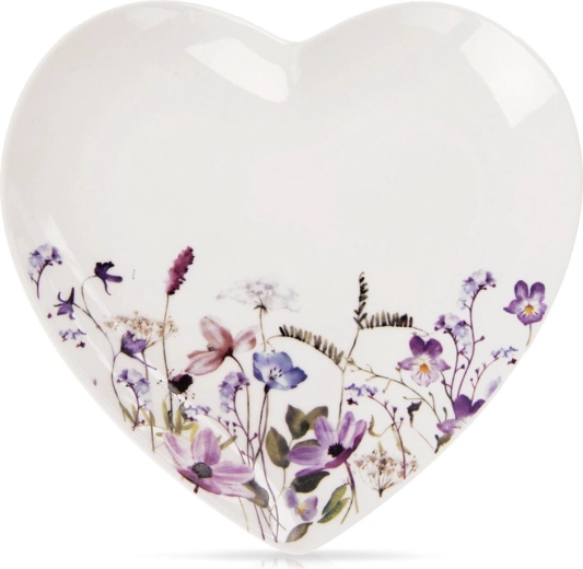 Porcelanast krožnik za sladice v obliki srca LOUKA 17,5 × 17 cm