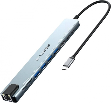 Dokalna postaja BlitzWolf BW-TH5 10-v-1 USB‑C, srebrna