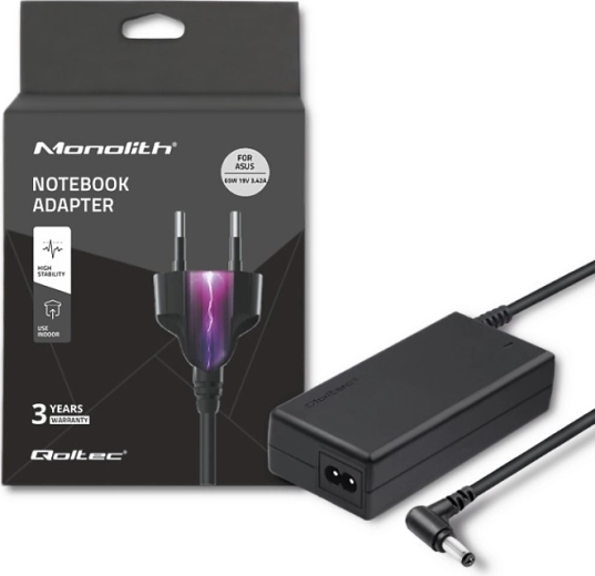 Napajalni adapter QOLTEC za ASUS 65 W, 19 V, 3,42 A, 5,5 × 2,5 mm
