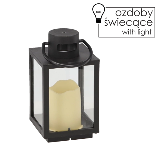 Božična laterna z LED svečo 11 × 11 × 20,5 cm – črna