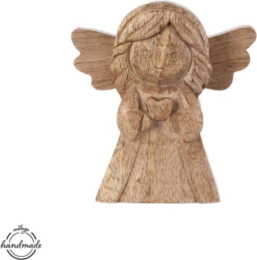 Precise Mango Wood Angel Decoration, 13 cm