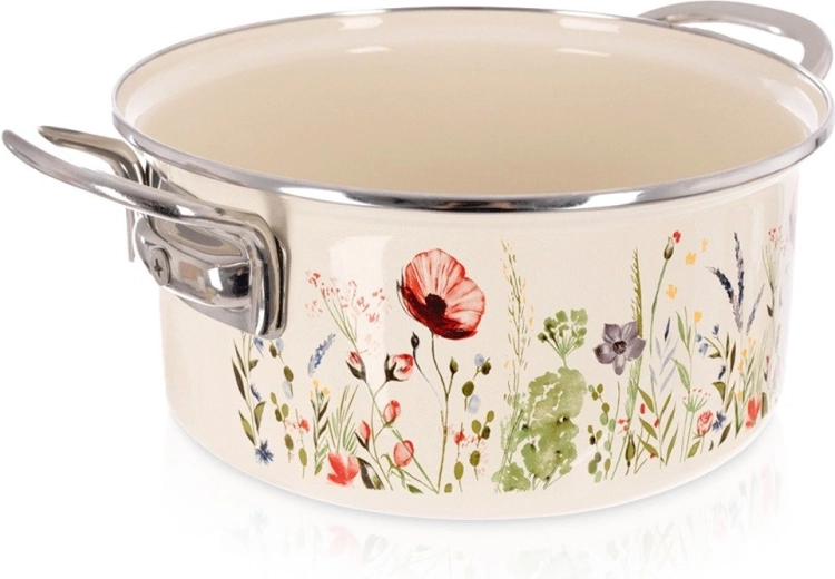 Enamel surface with a floral motif