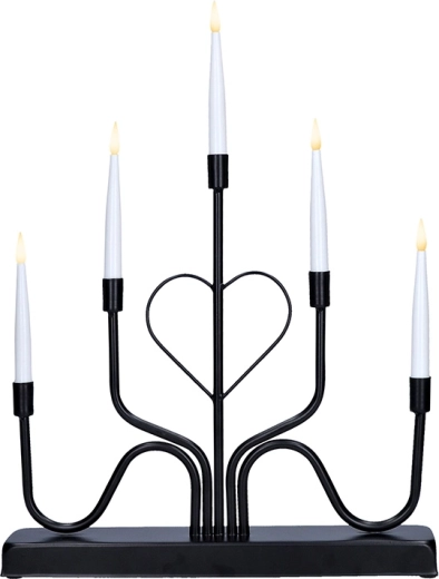 Solight LED kovinski svečnik s 5 kraki, črn, 42 cm
