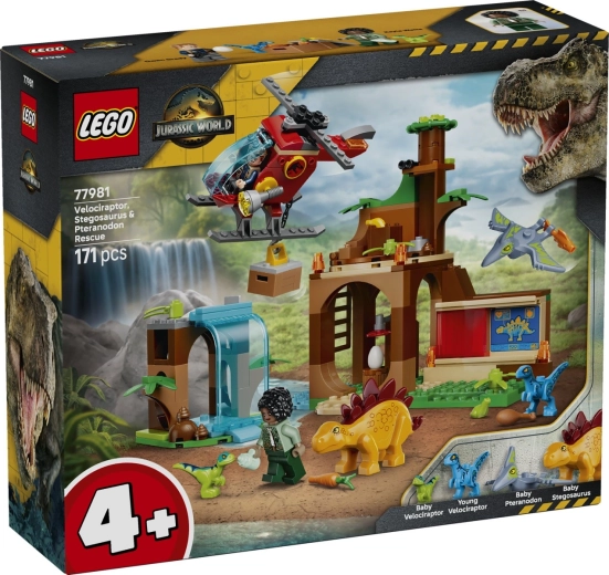 LEGO Jurassic World reševalni center z velociraptorji, stegozavrom in pteranodonom