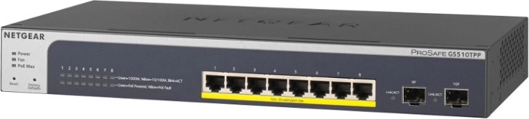 Stikalo NETGEAR GS510TPP 8×1Gb PoE+ z 2× SFP (190 W)