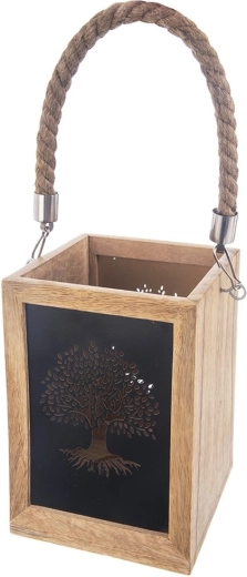 Leseni lampijon iz mangovega lesa 20 cm z motivom drevesa