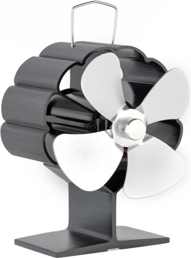 Kaminjski ventilator ALFA, termoelektrični, 4 lopatice, srebrn