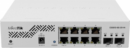 Omrežno stikalo 8x Gigabit + 2x SFP+ MIKROTIK Cloud Smart Switch CSS610-8G-2S+IN