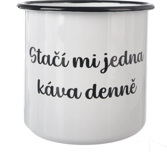 Emajliran lonček Ena kava 1 l bel