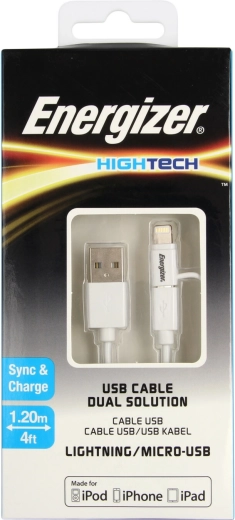 Energizer univerzalni polnilni kabel Lightning/Micro USB 2,4 A 1,2 m bel