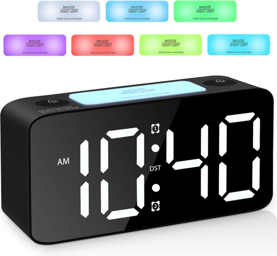 15 color combinations of digits and 7 colors of night light