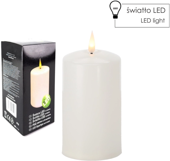 LED sveča 7 × 16 cm bela