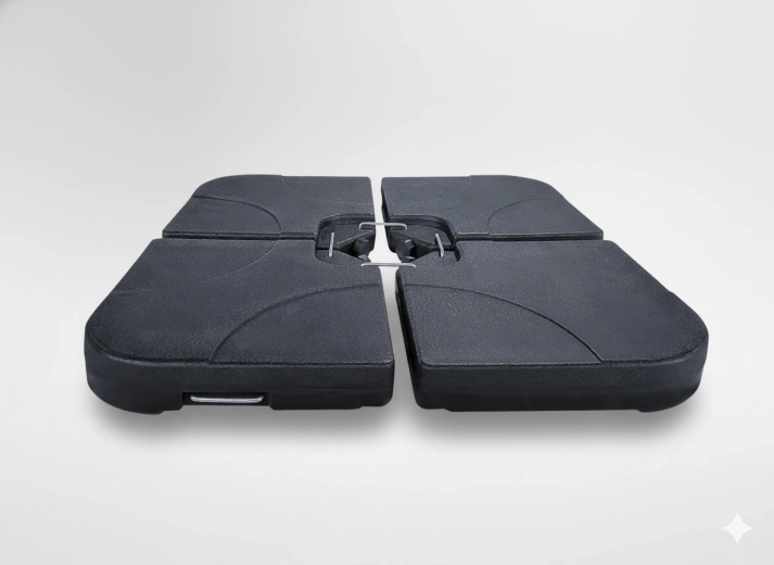 Uteži za vrtni senčnik, 4-delno stojalo 50 × 50 × 7,5 cm, črna