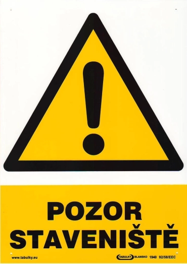 Varnostna tabla Pozor gradbišče A4 plast