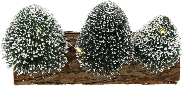 Winter trees on natural wood