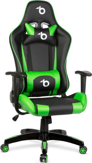 Gaming Chair with Lumbar and Neck Pillows – Green