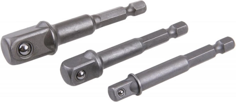 Komplet adapterjev za vrtalnik 1/4", 3/8", 1/2" – 3-delni