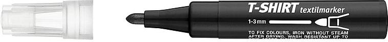 Črn marker za tekstil z okroglo konico 1–3 mm