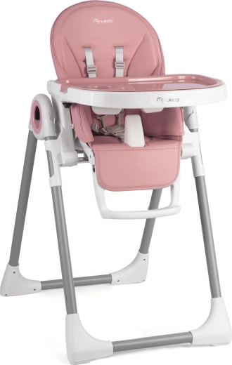 Roza otroški stolček za hranjenje NUKIDO Belo 3v1 z nastavljanjem in pladnjem