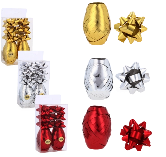 Komplet za zavijanje daril – trak in pentljice 6 cm