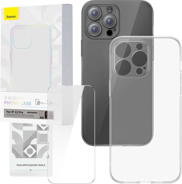 Prozoren ovitek in kaljeno steklo BASEUS CORNING za iPhone 12 Pro
