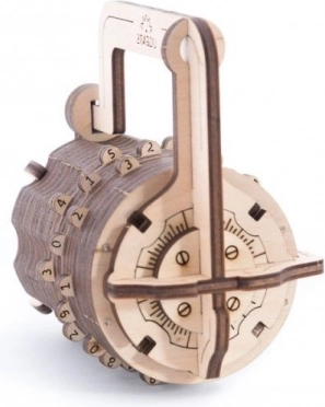 Ugears 3D sestavljanka številčni ključavnica – mehanska lesena sestavljanka